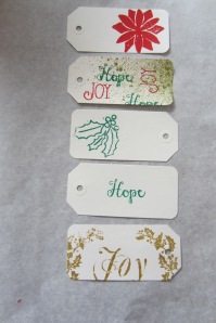 These cute gift tags were also done with thermofax screens